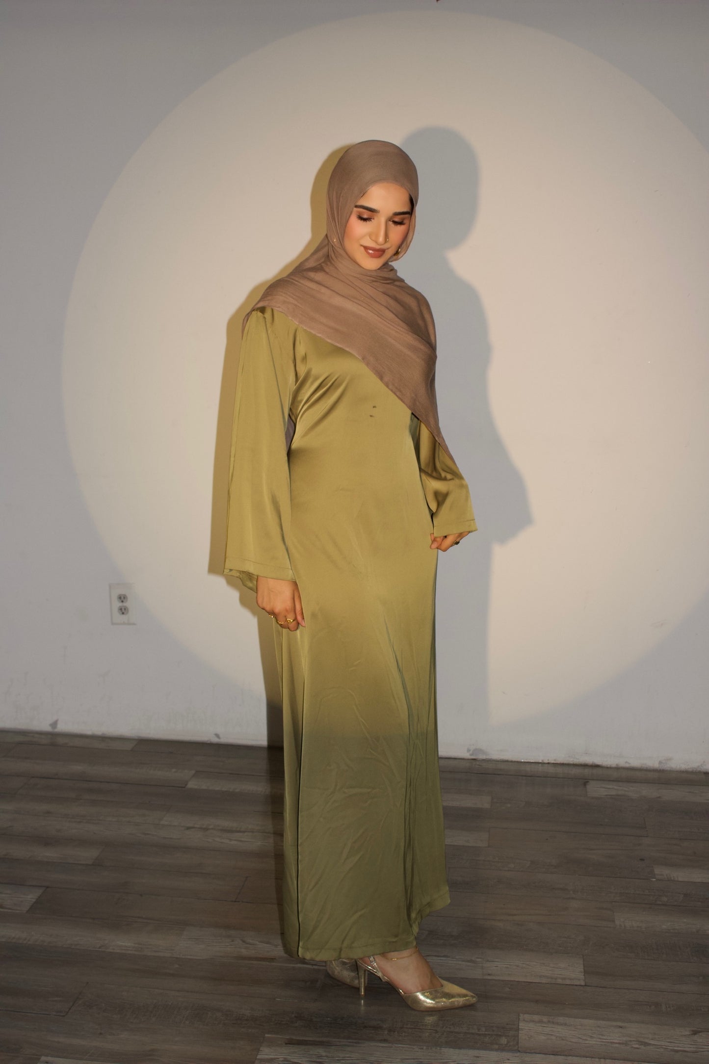 Amelia Satin Dress – Lime Green