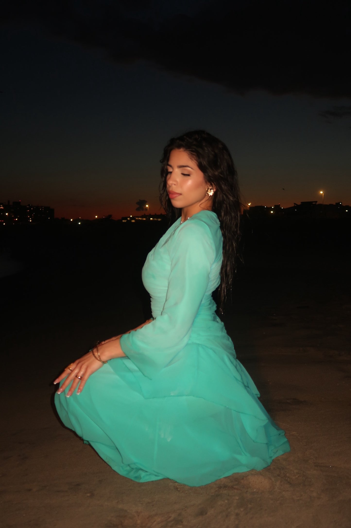 Liora Ruffle Gown (Turquoise)