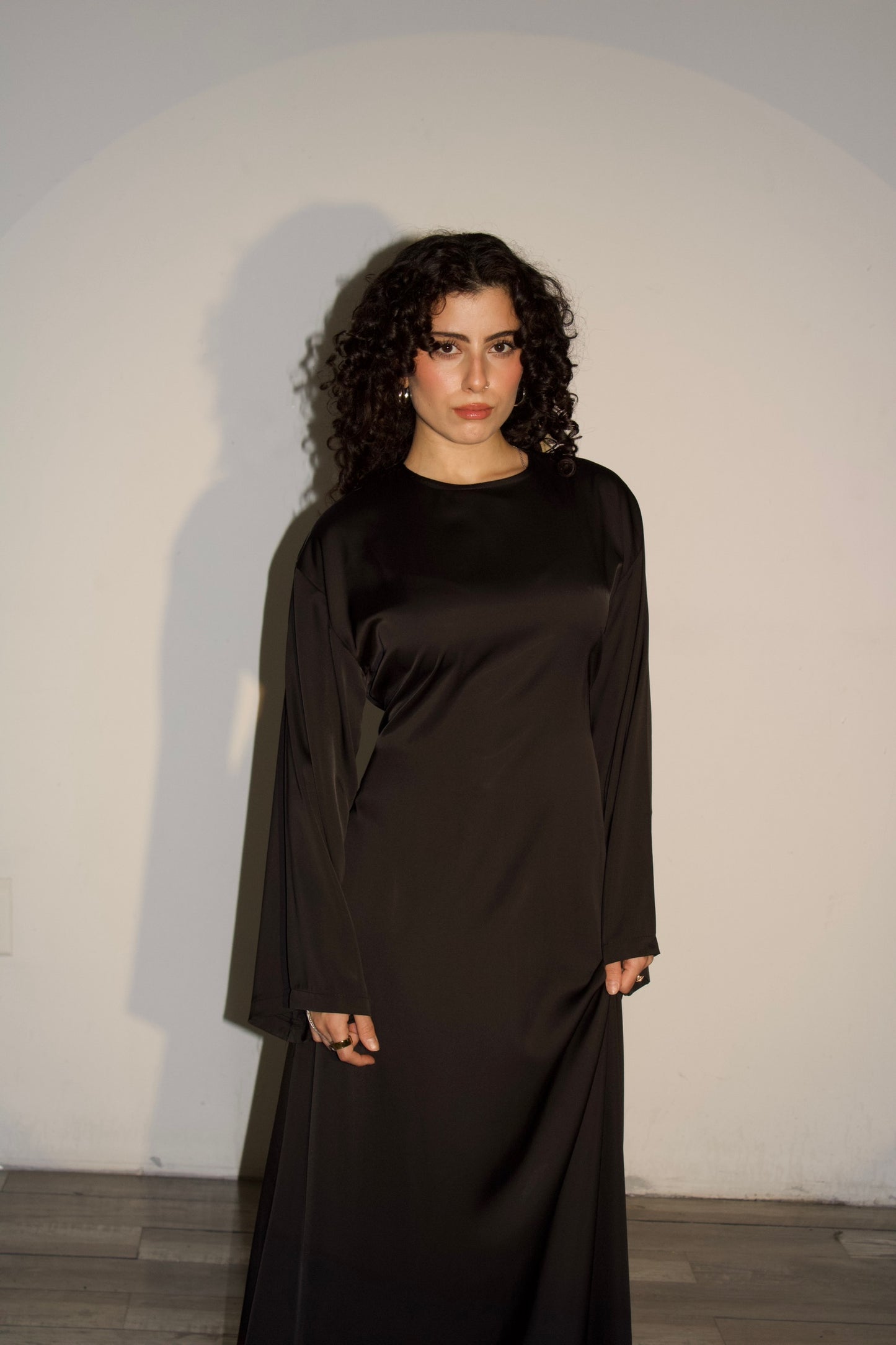 Amelia Satin Dress – Black