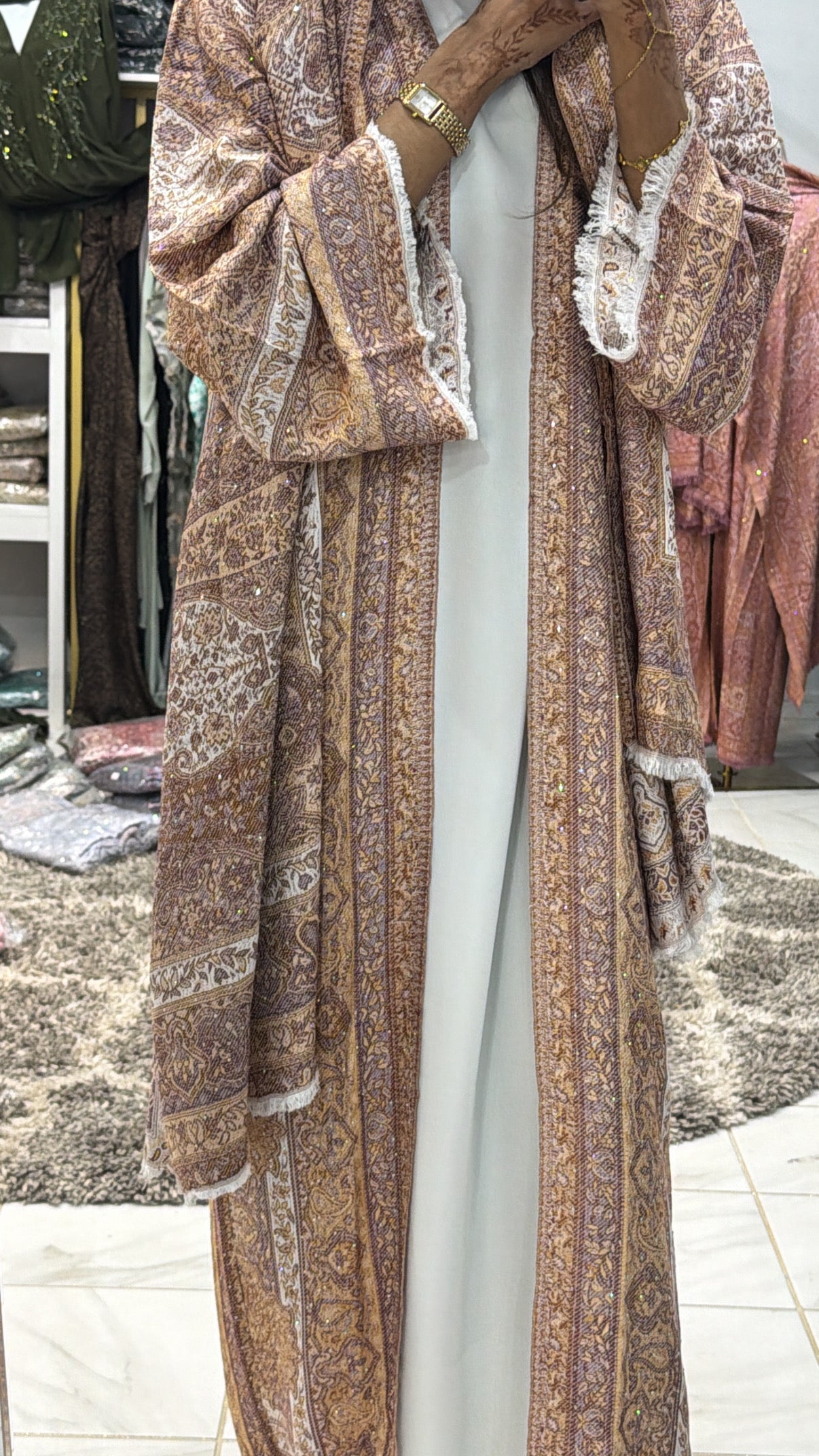 Pashmina Abaya with Stone
