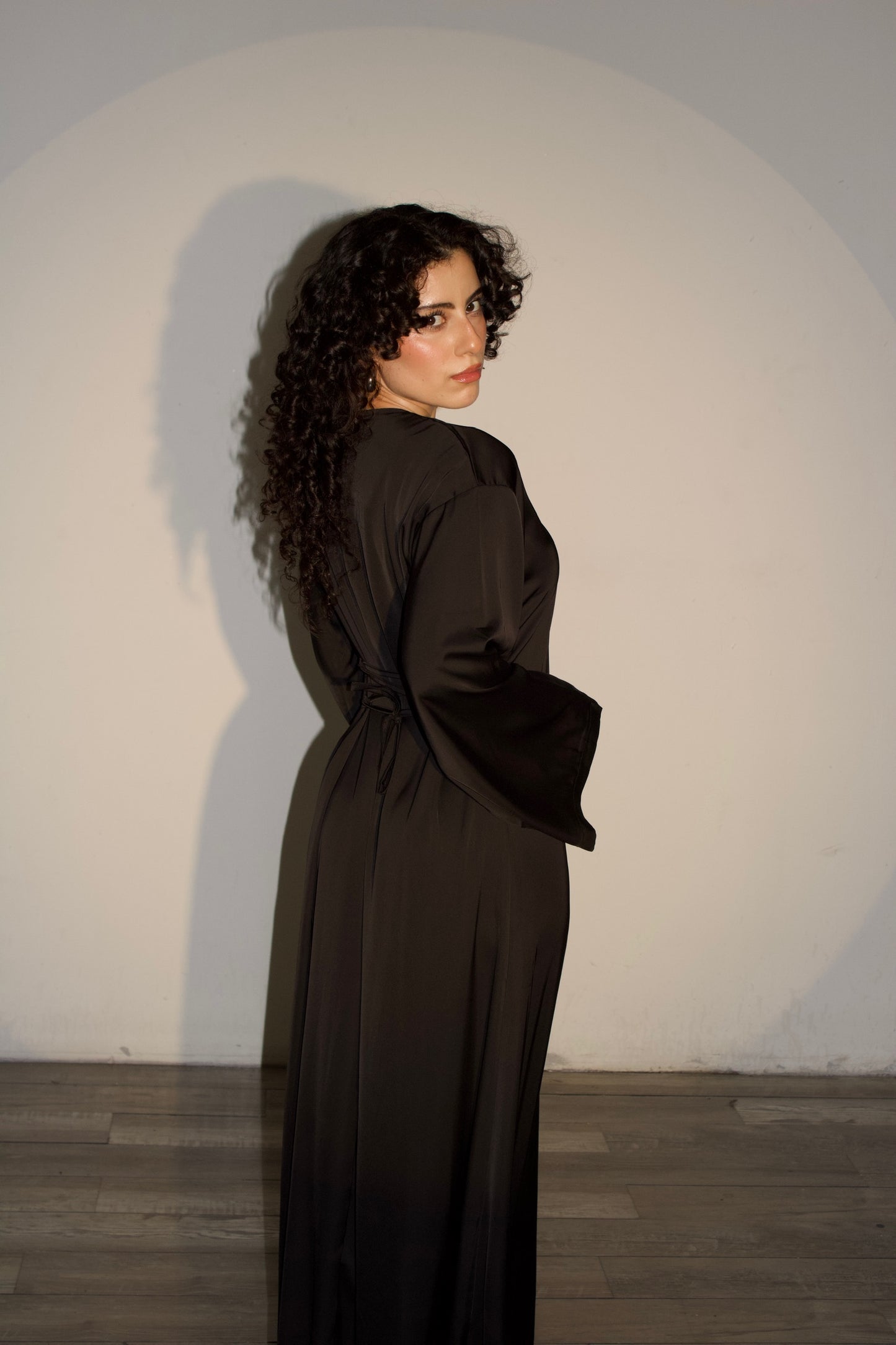 Amelia Satin Dress – Black