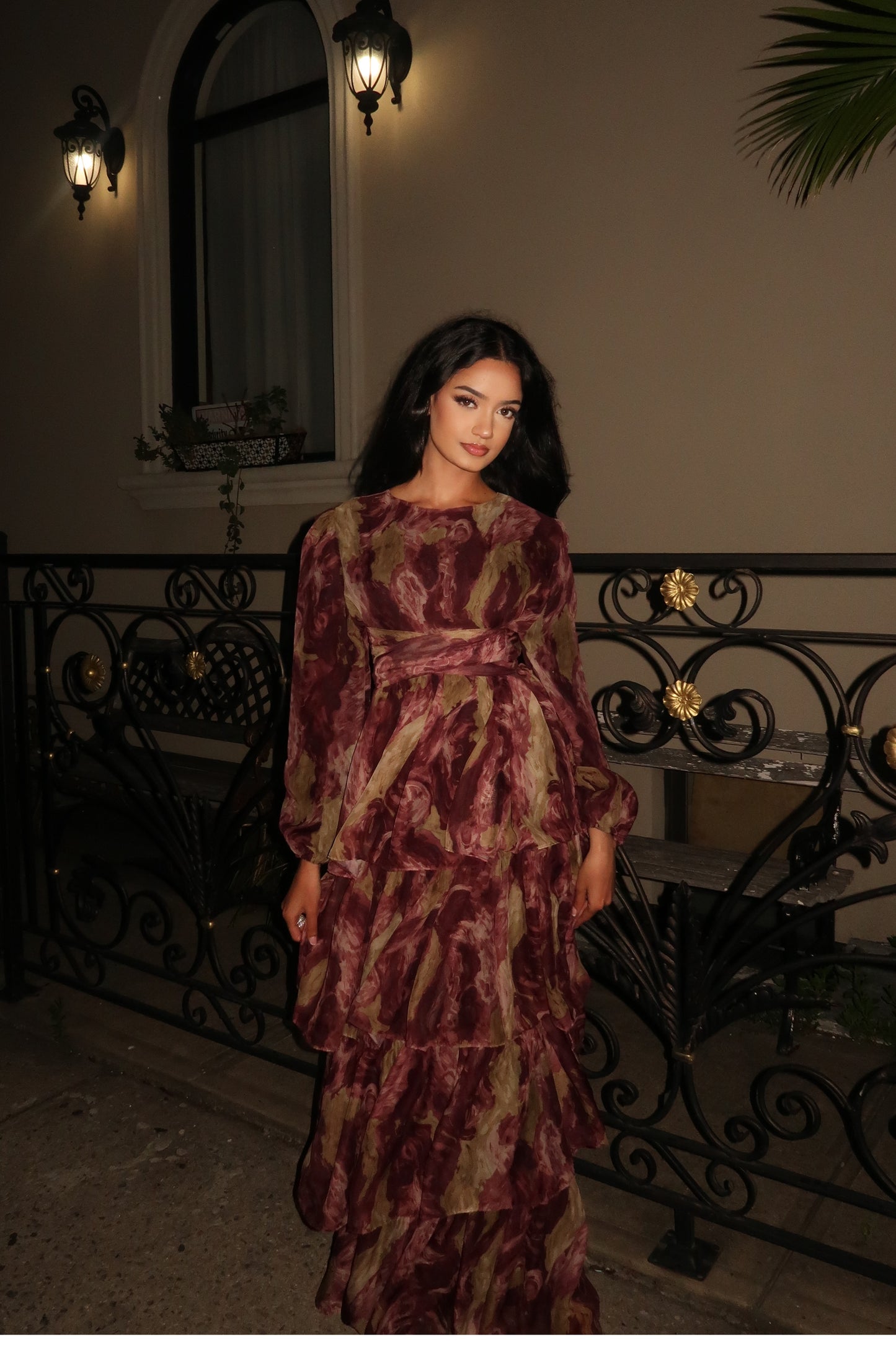 Elara Dress - Plum Marble