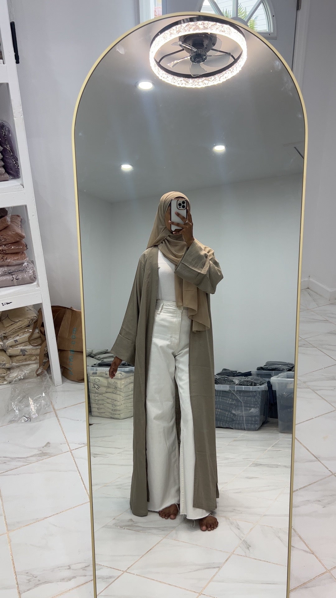 Beige Thin Linen Abaya