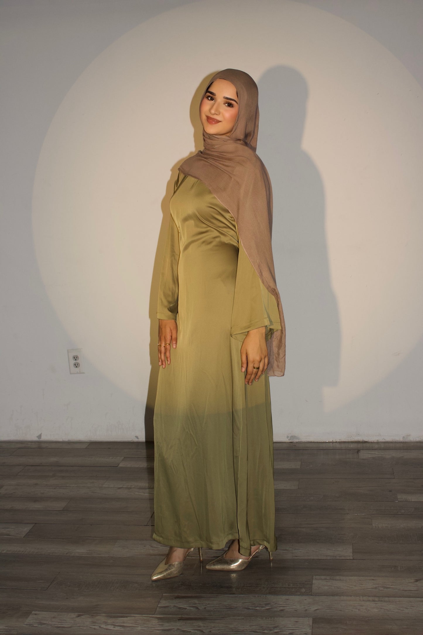 Amelia Satin Dress – Lime Green