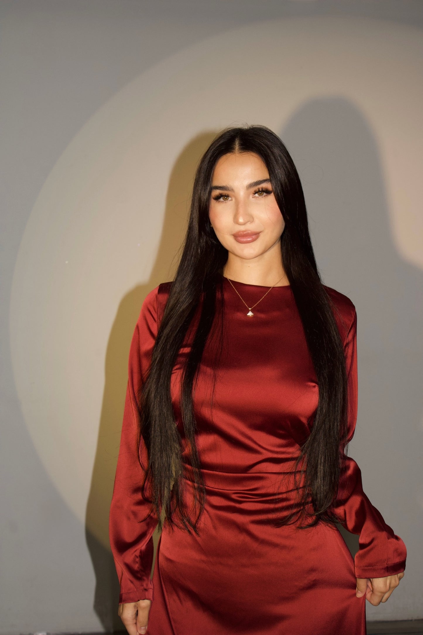 Amira Satin Dress - Maroon