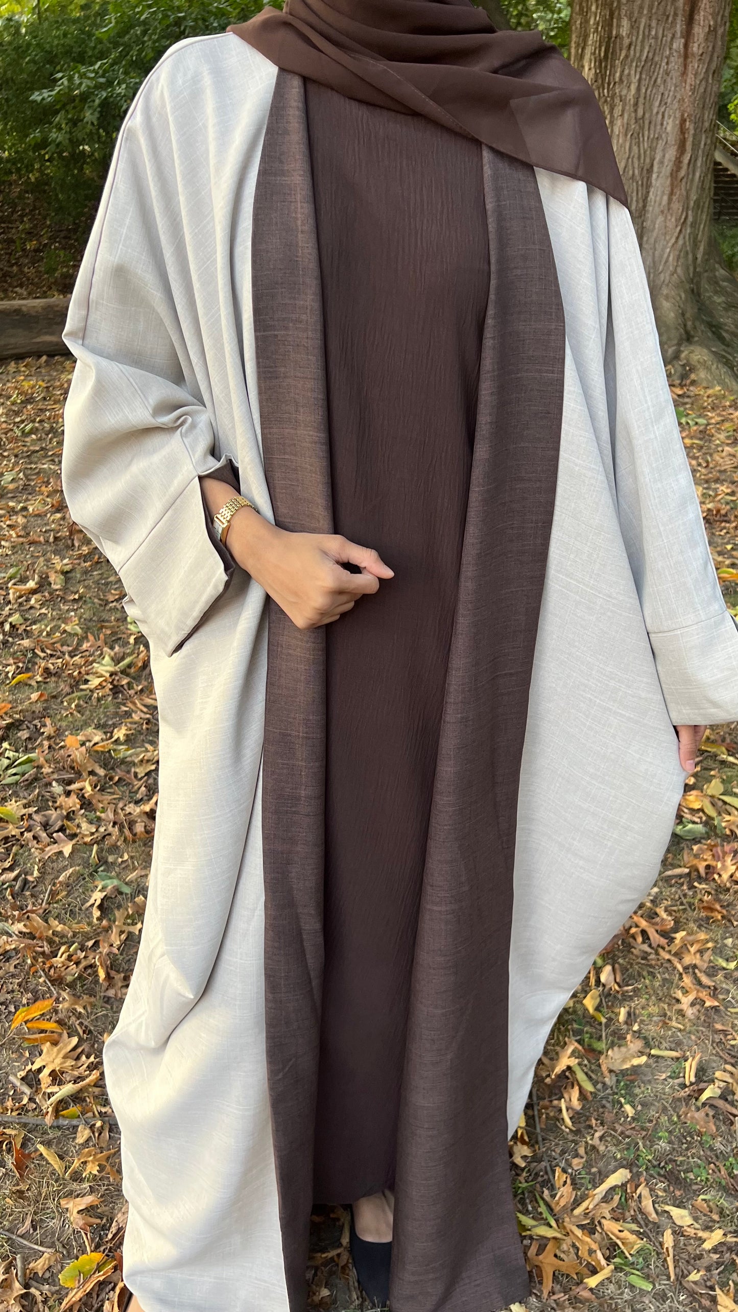 Brown Reversible Linen Abaya