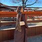 Brown Open Corduroy Abaya