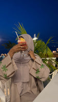 Palm tree abaya in light pink