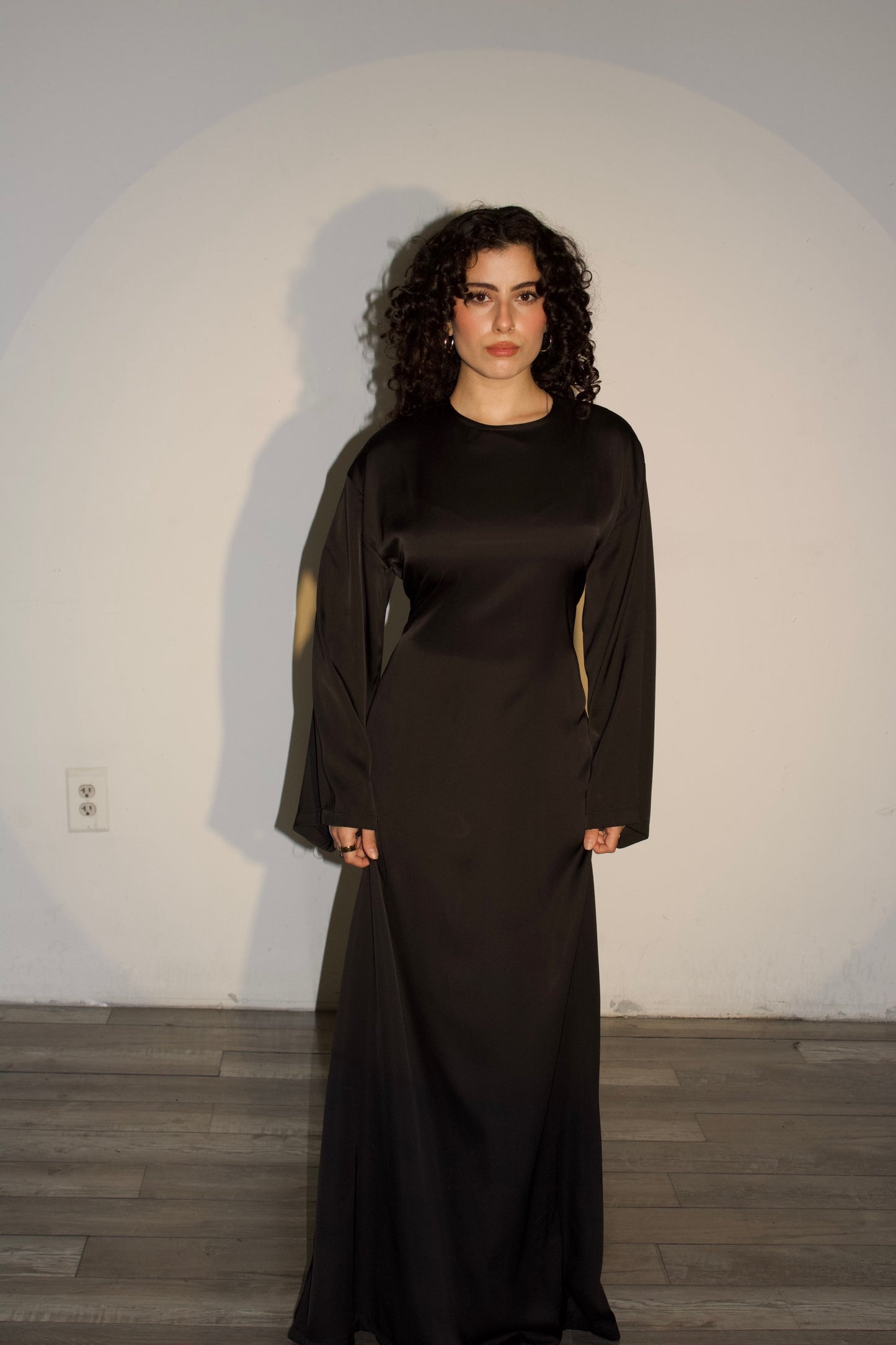 Amelia Satin Dress – Black