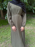 Slip dress in olive green