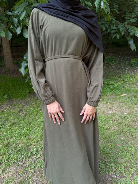 Slip dress in olive green