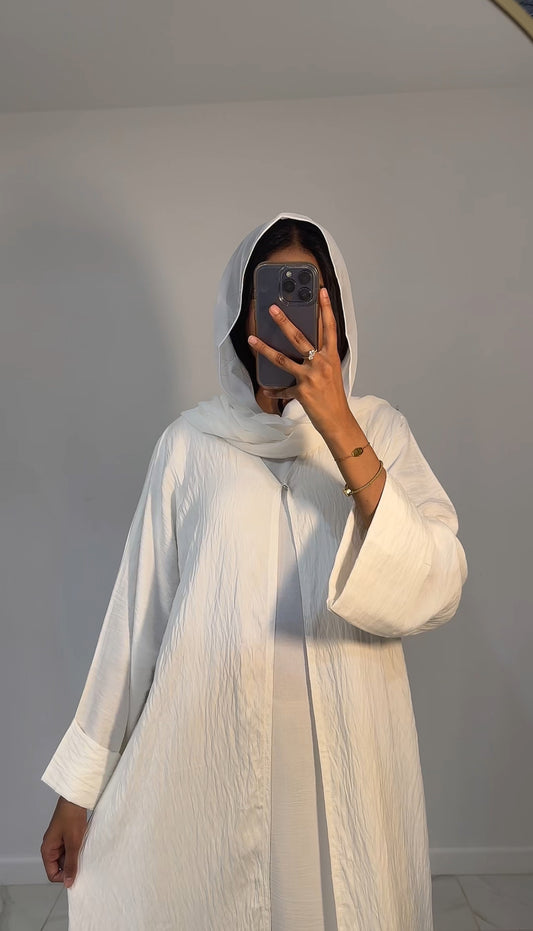 White Thin Linen Abaya