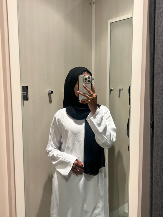 White Slip Dress Cuffed Sleeved
