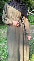 Slip dress in olive green