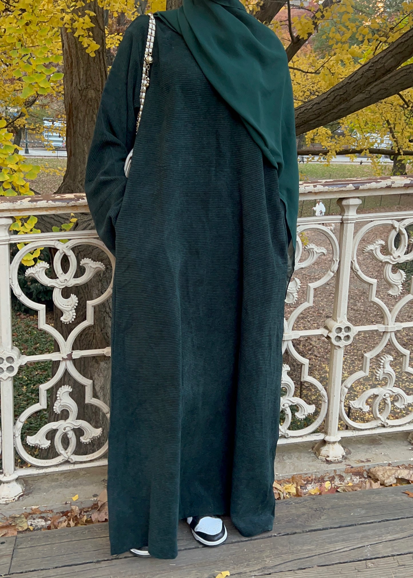 Emerald Green Closed Corduroy Abaya