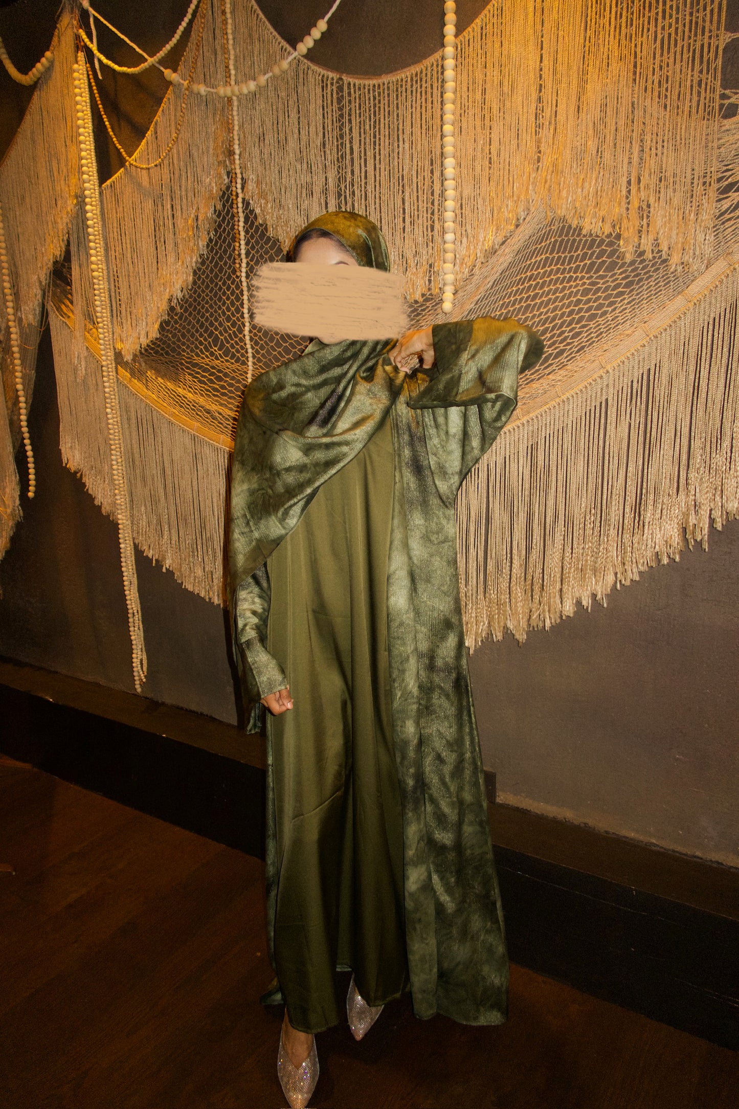 Olive Green Tie-Dye Abaya