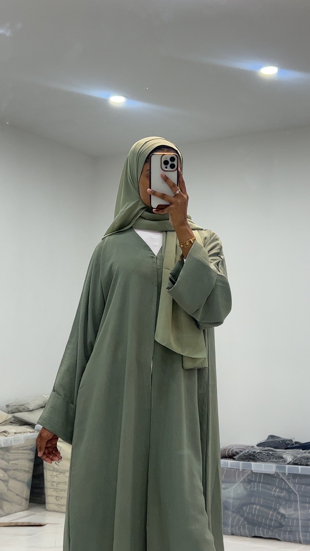 Sage Green Open Abaya