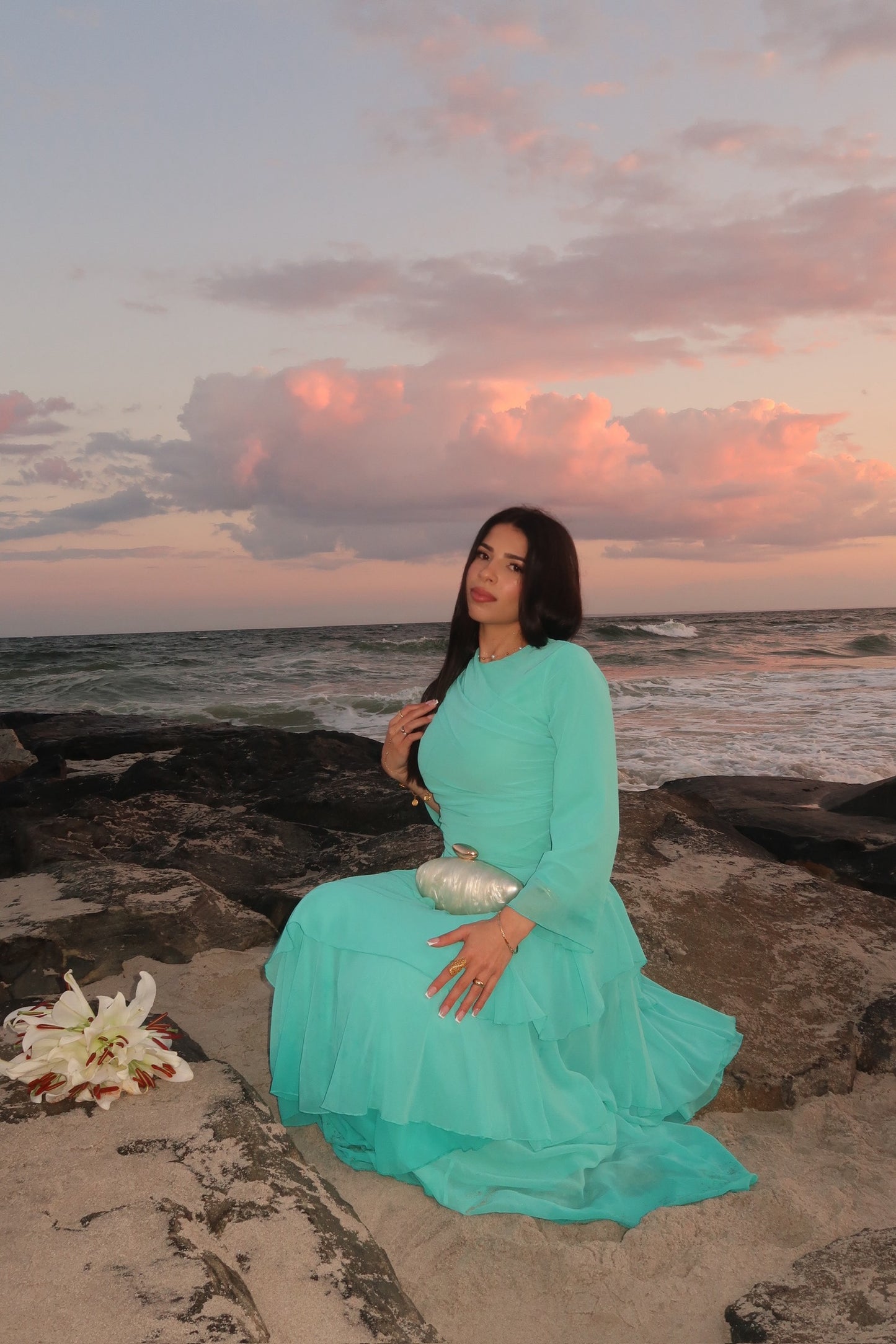 Liora Ruffle Gown (Turquoise)
