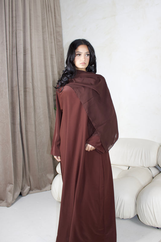 Jahara Abaya in reddish-brown