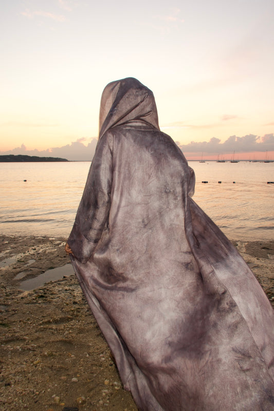 Gray Tie-Dye Abaya