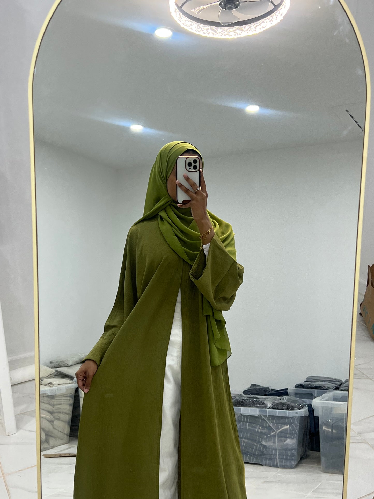 Lime Green Open Abaya