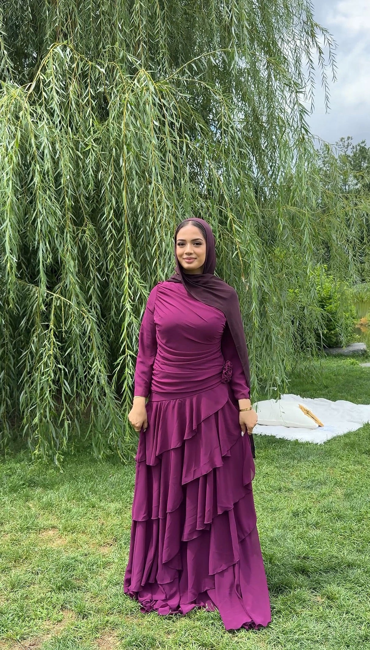 Liora Ruffle Gown (Magenta)