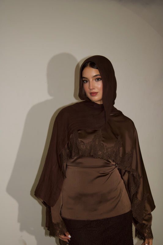 Seraphina Lace Top - Brown