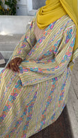 Embroidery abaya yellow