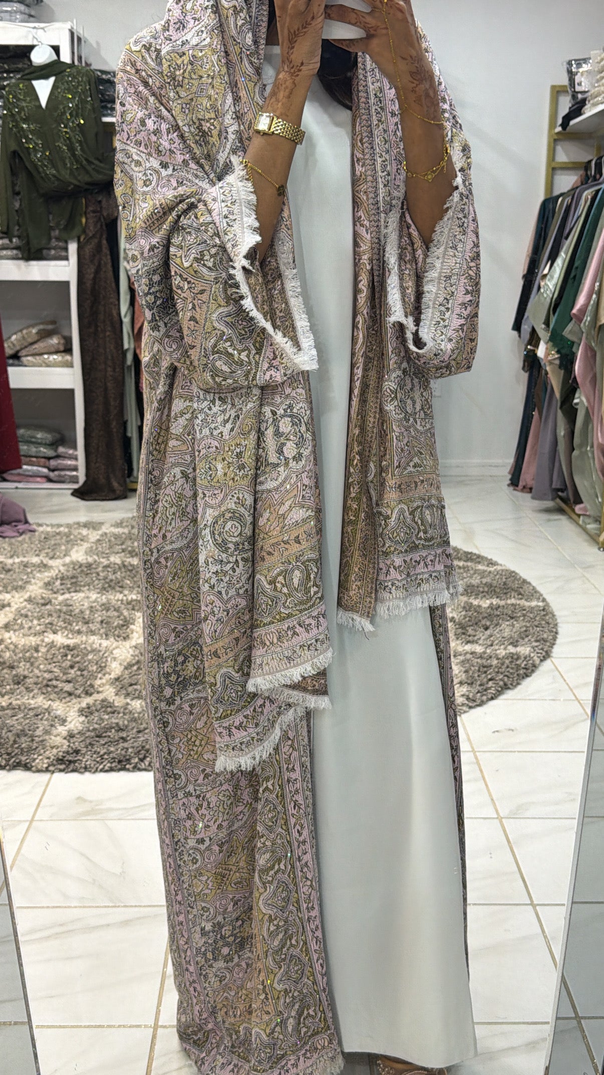 Pashmina Abaya with Stone