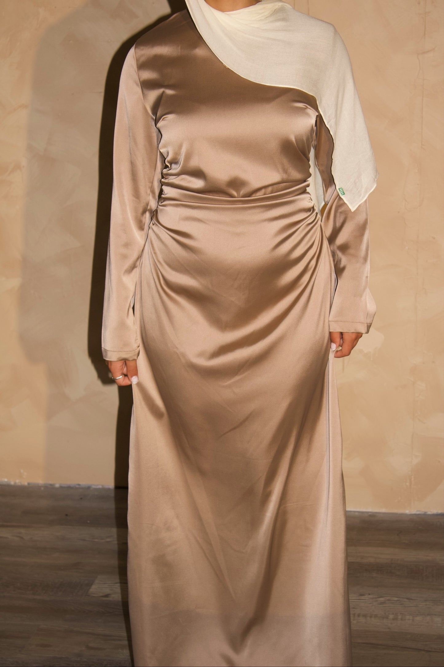 Amira Satin Dress – Gold