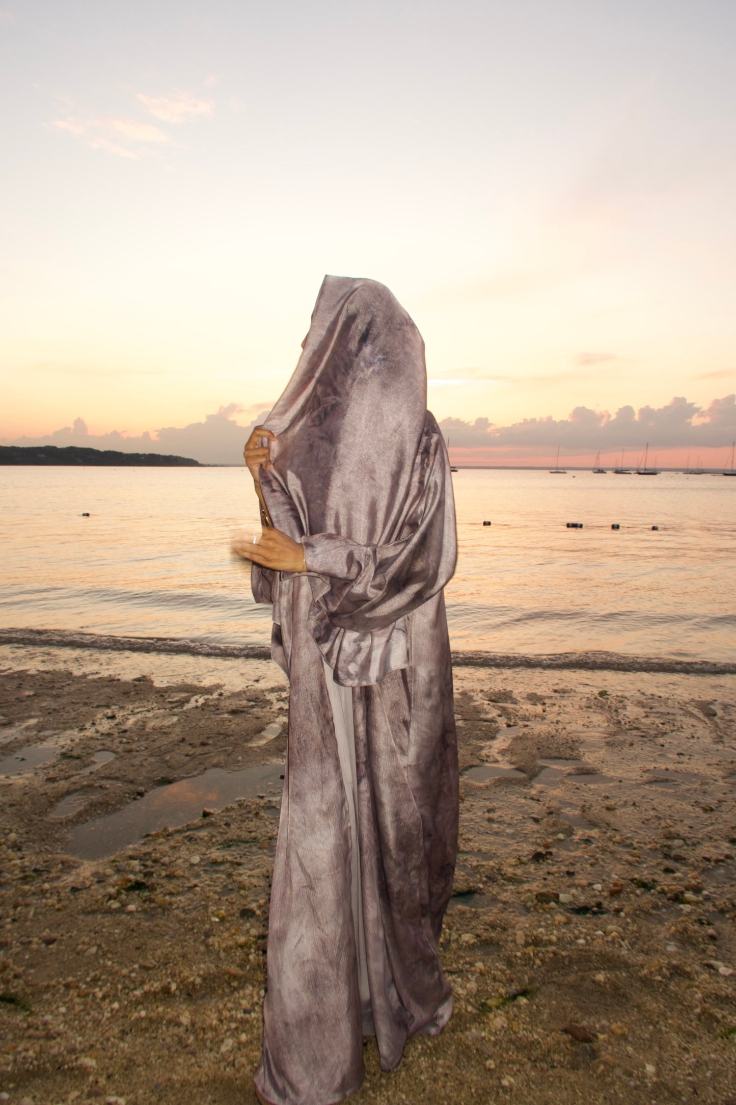 Gray Tie-Dye Abaya