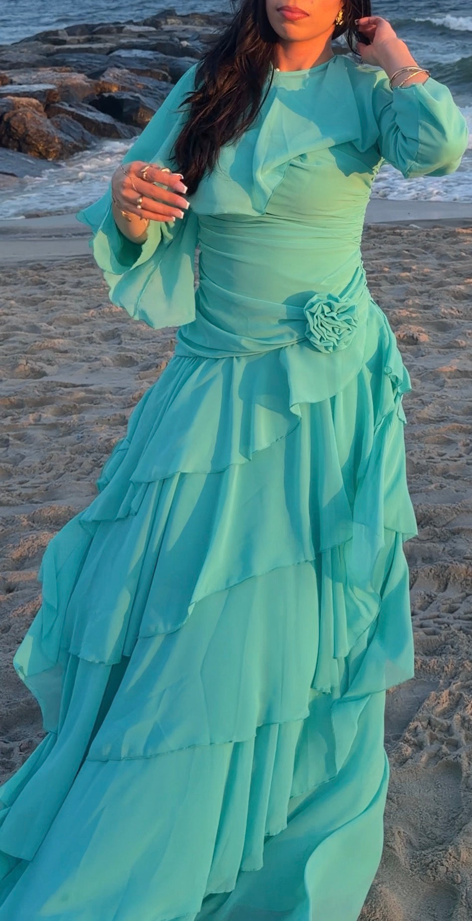 Liora Ruffle Gown (Turquoise)