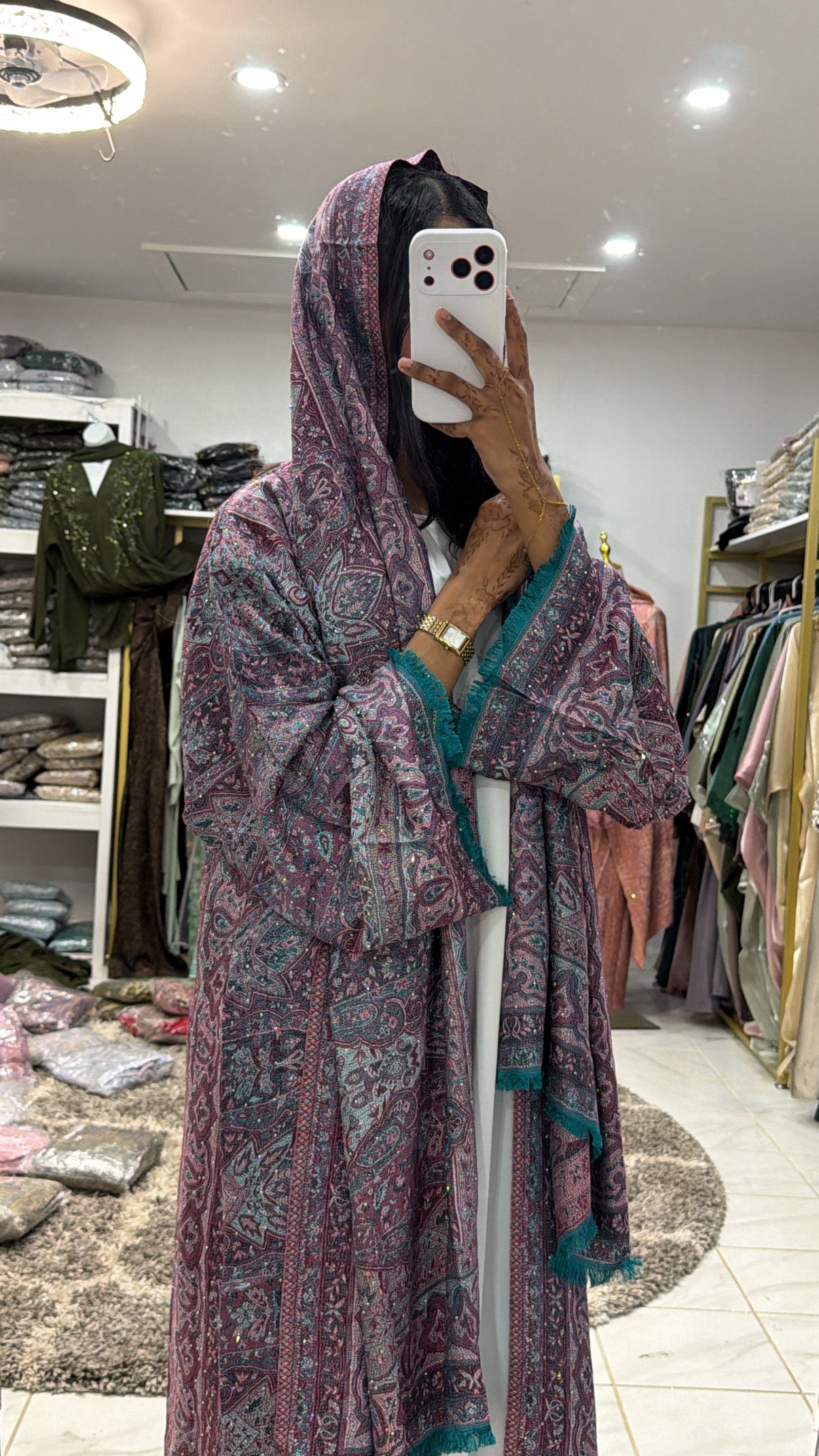 Pashmina Abaya with Stone