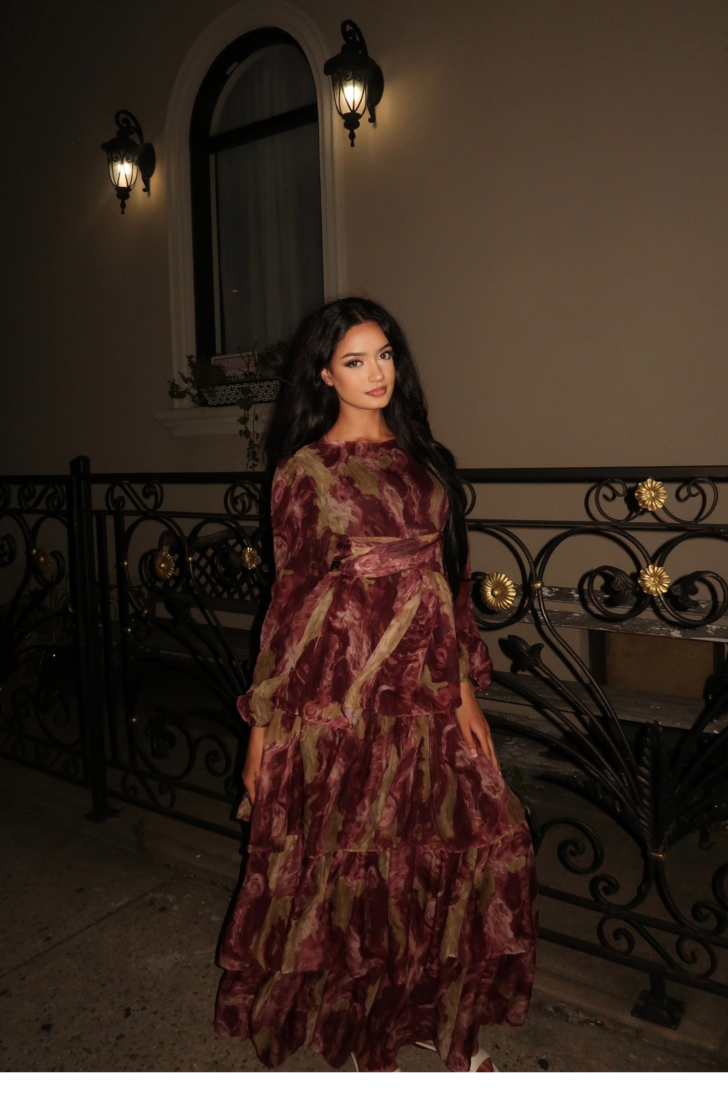 Elara Dress - Plum Marble