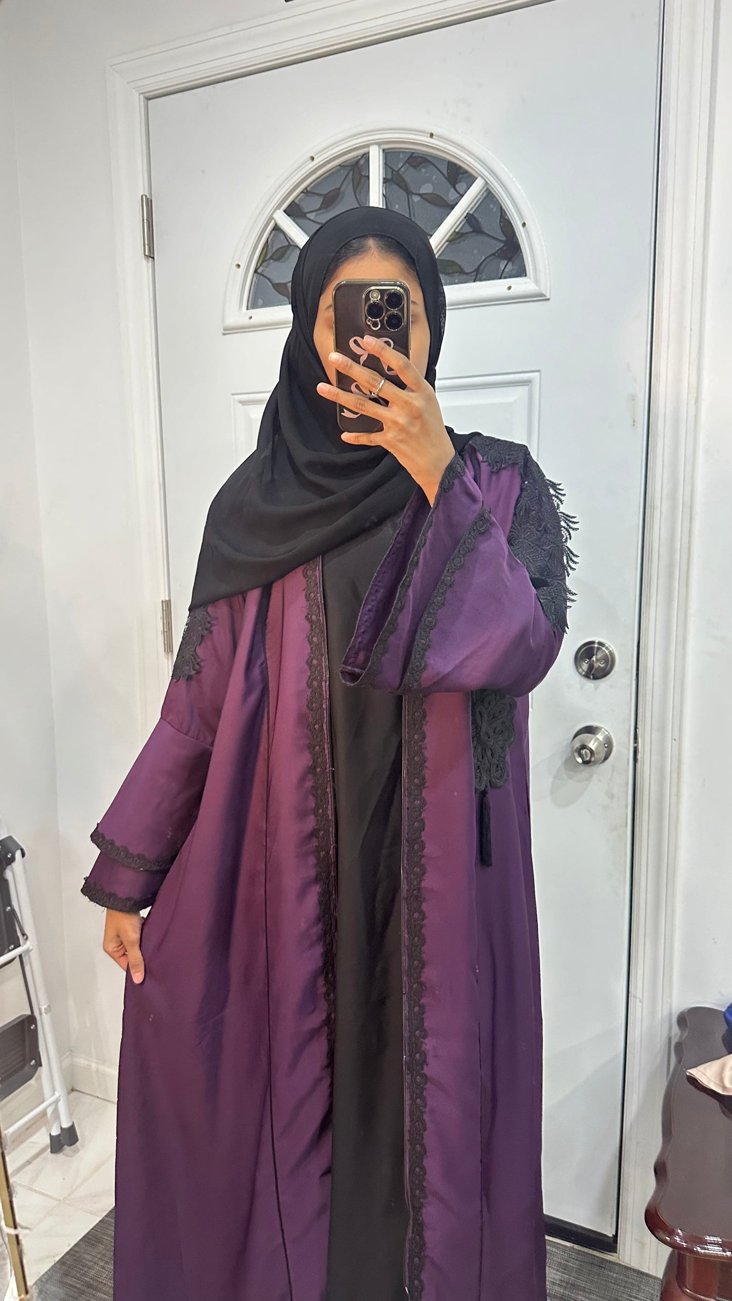 $35 zipper purple color abaya