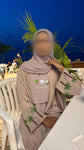 Palm tree abaya in light pink