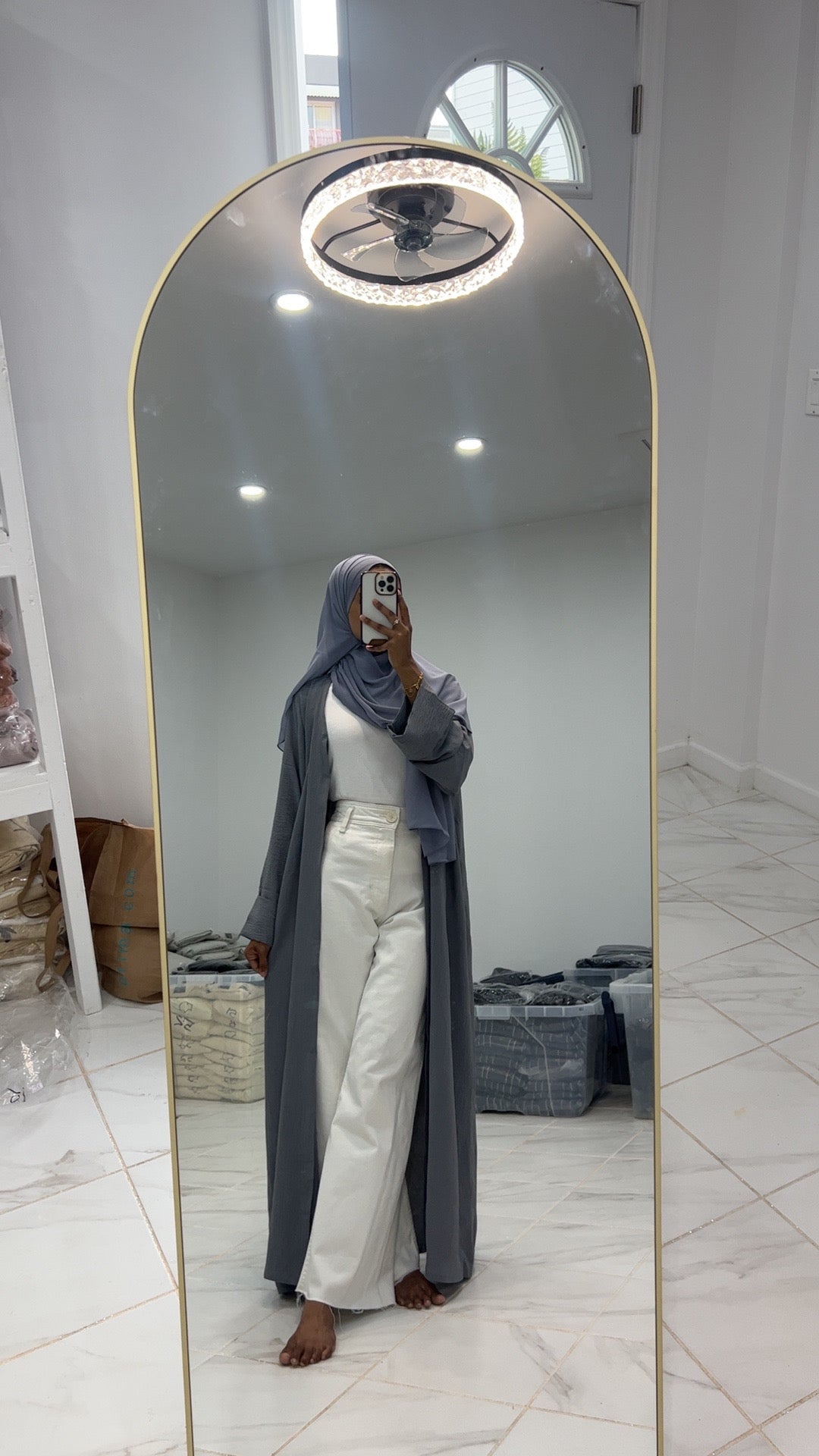 Gray Open Abaya