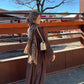 Brown Open Corduroy Abaya