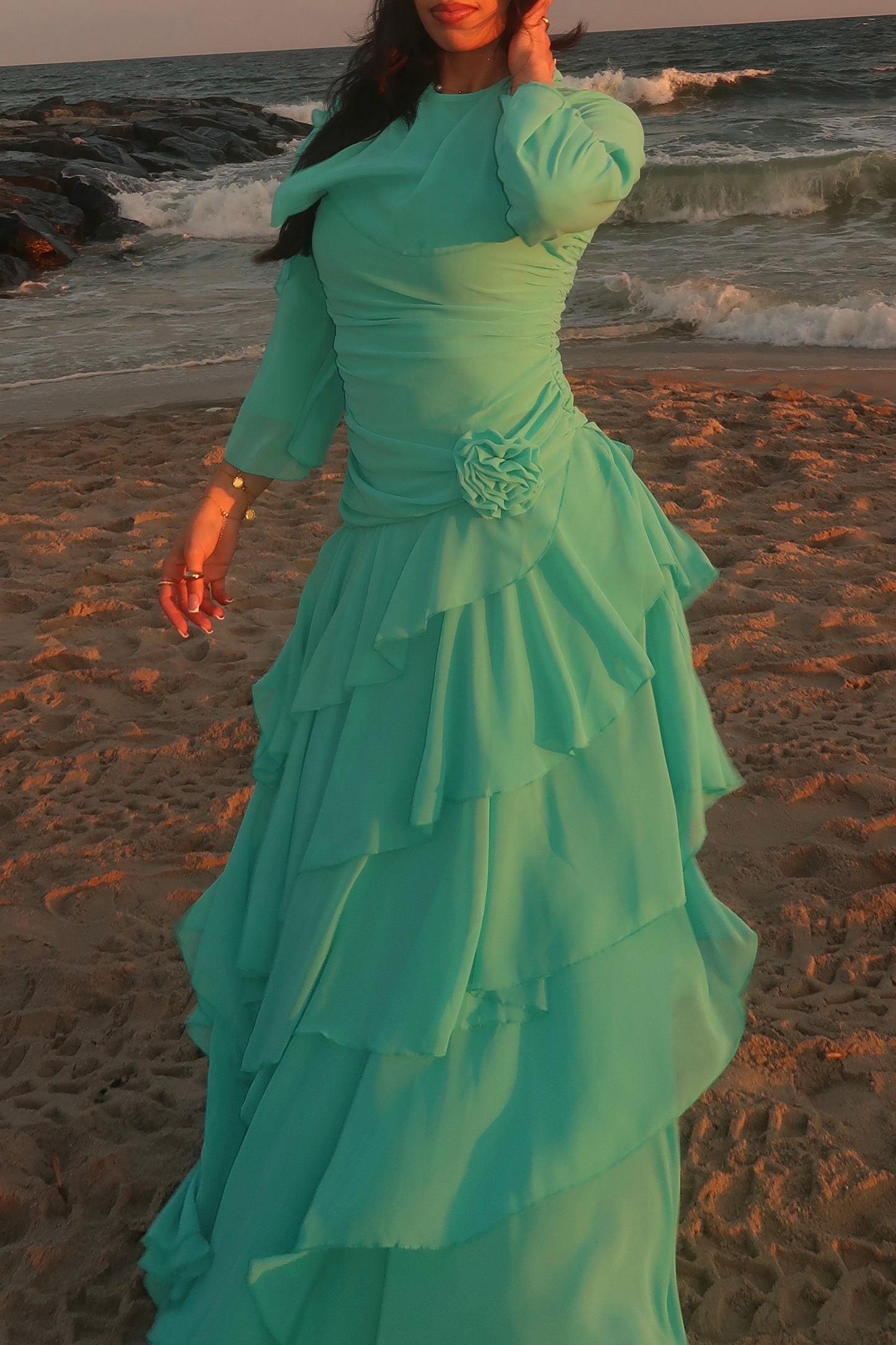 Liora Ruffle Gown (Turquoise)
