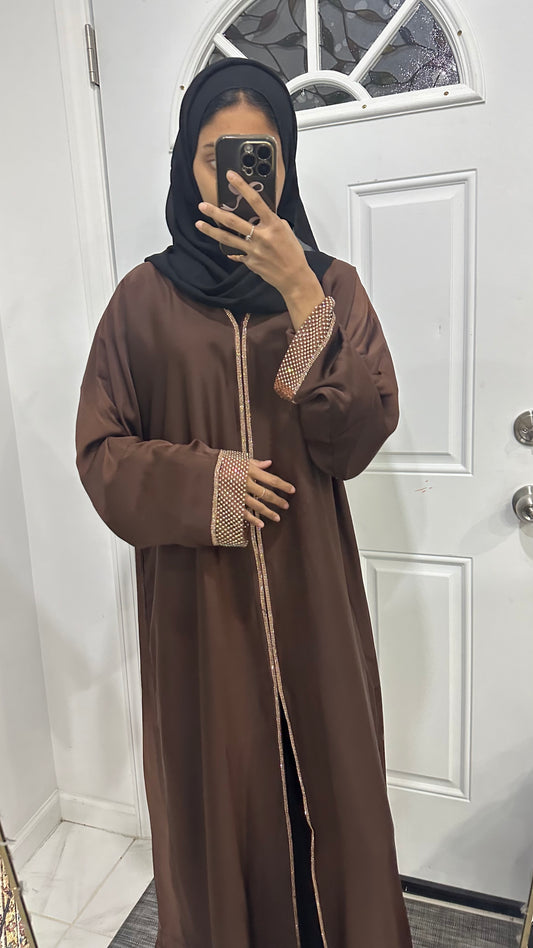 $35 brown hand work abaya