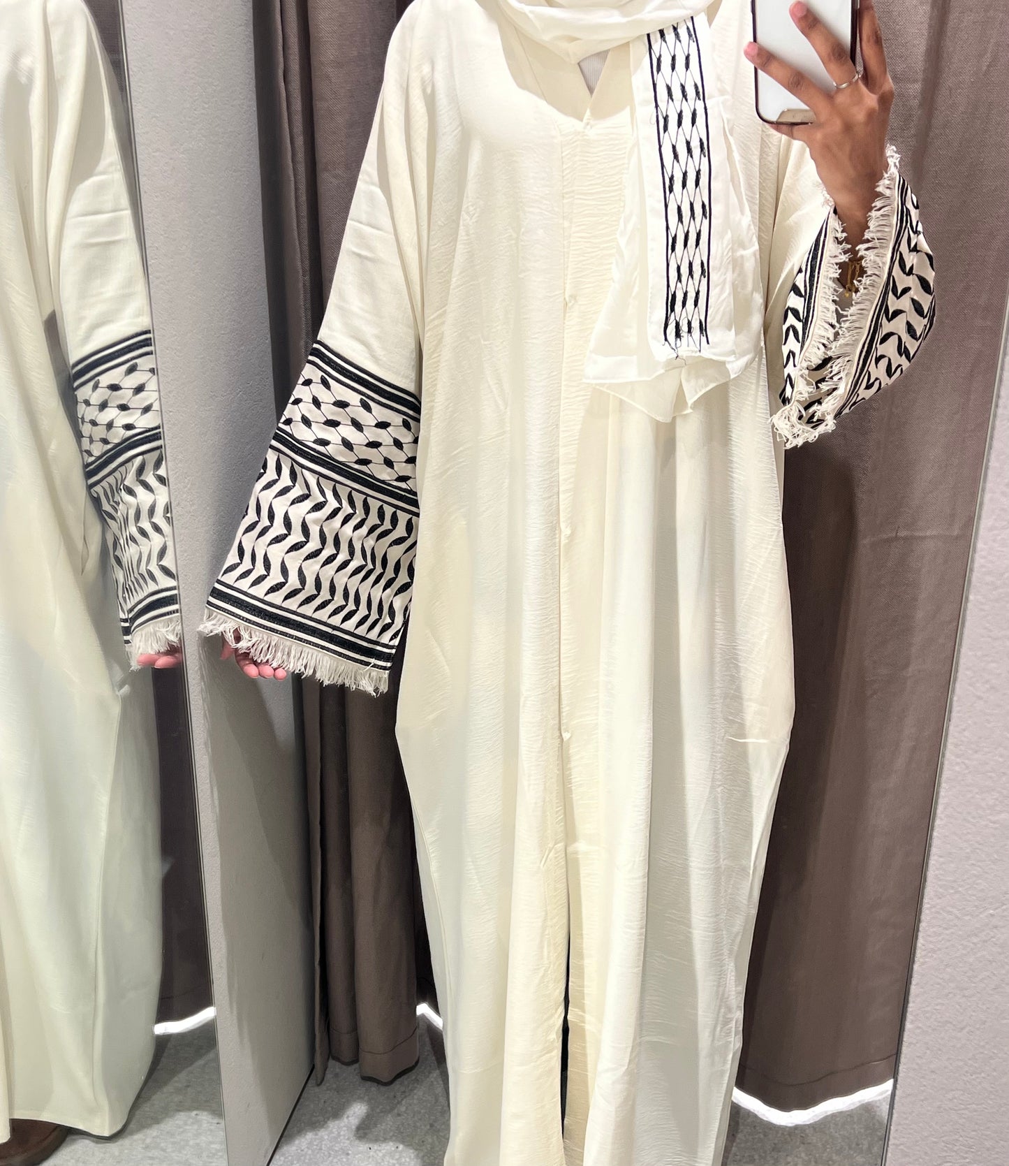 White Keffiyeh Abaya