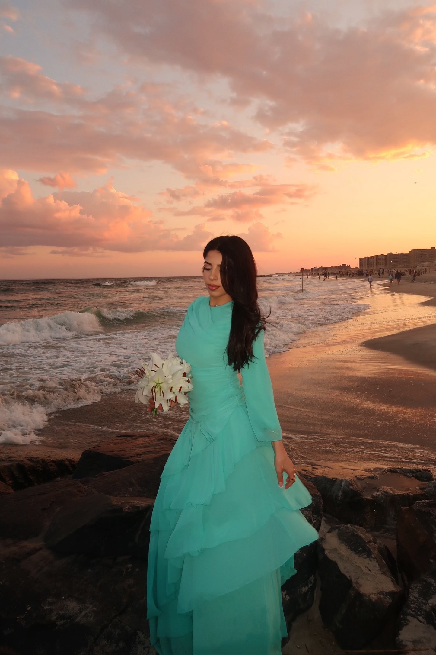 Liora Ruffle Gown (Turquoise)