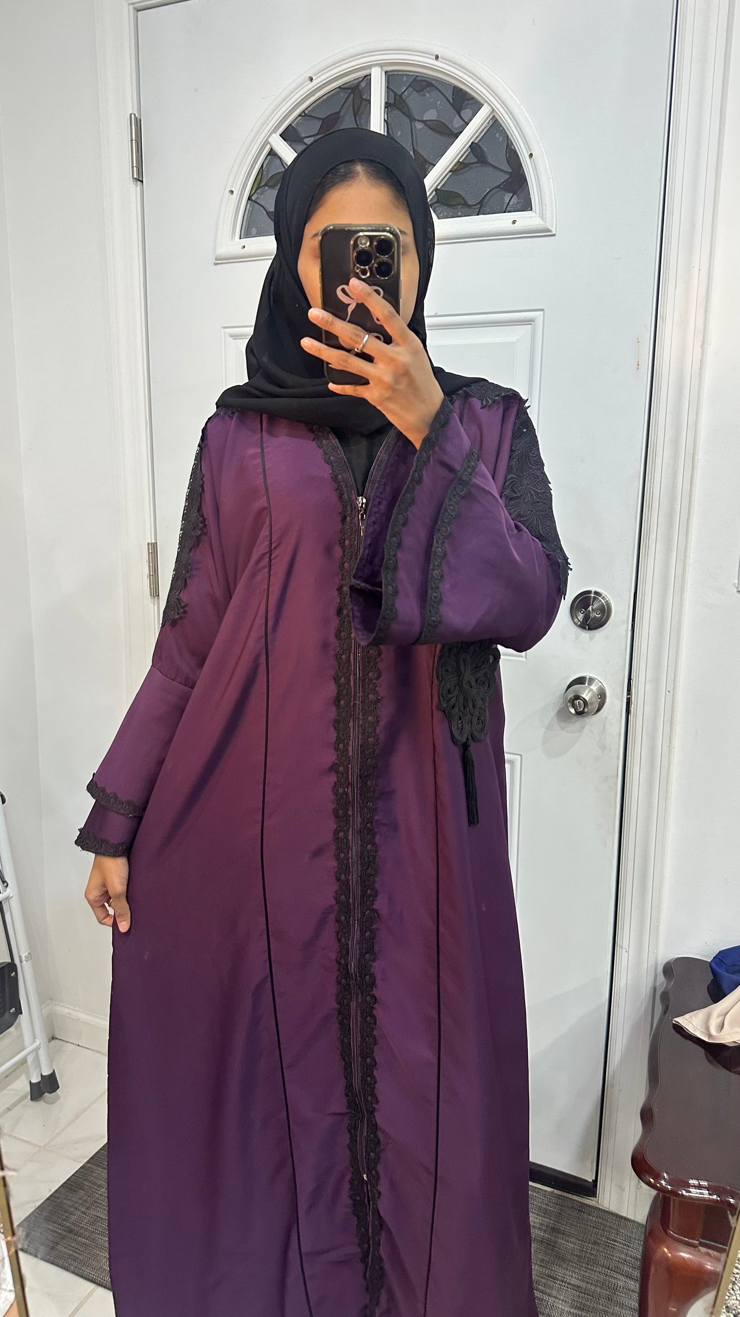 $35 zipper purple color abaya