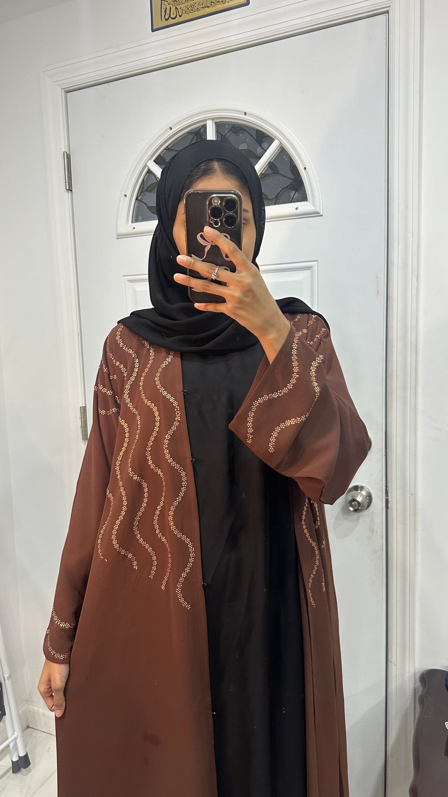 $35 brown with work abaya