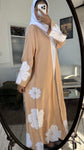Beige flower abaya