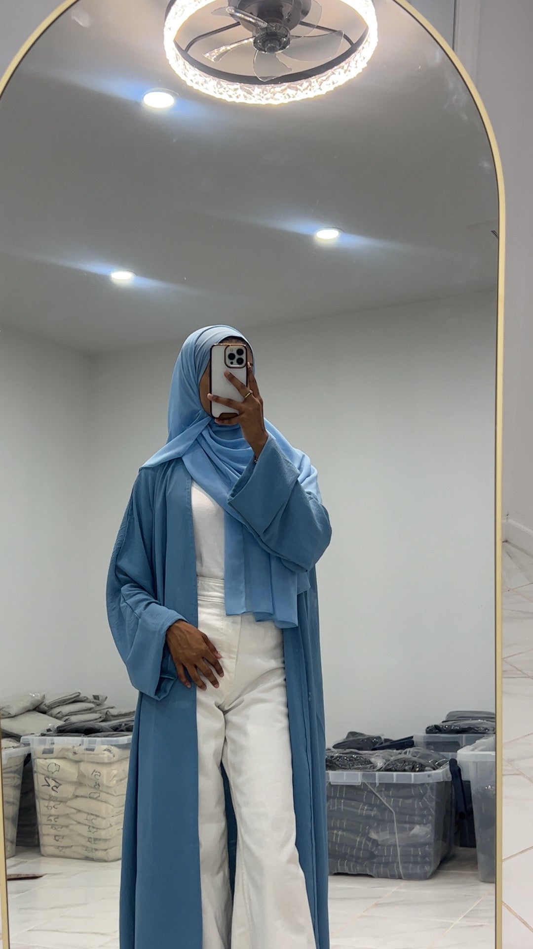 Baby Blue Open Abaya