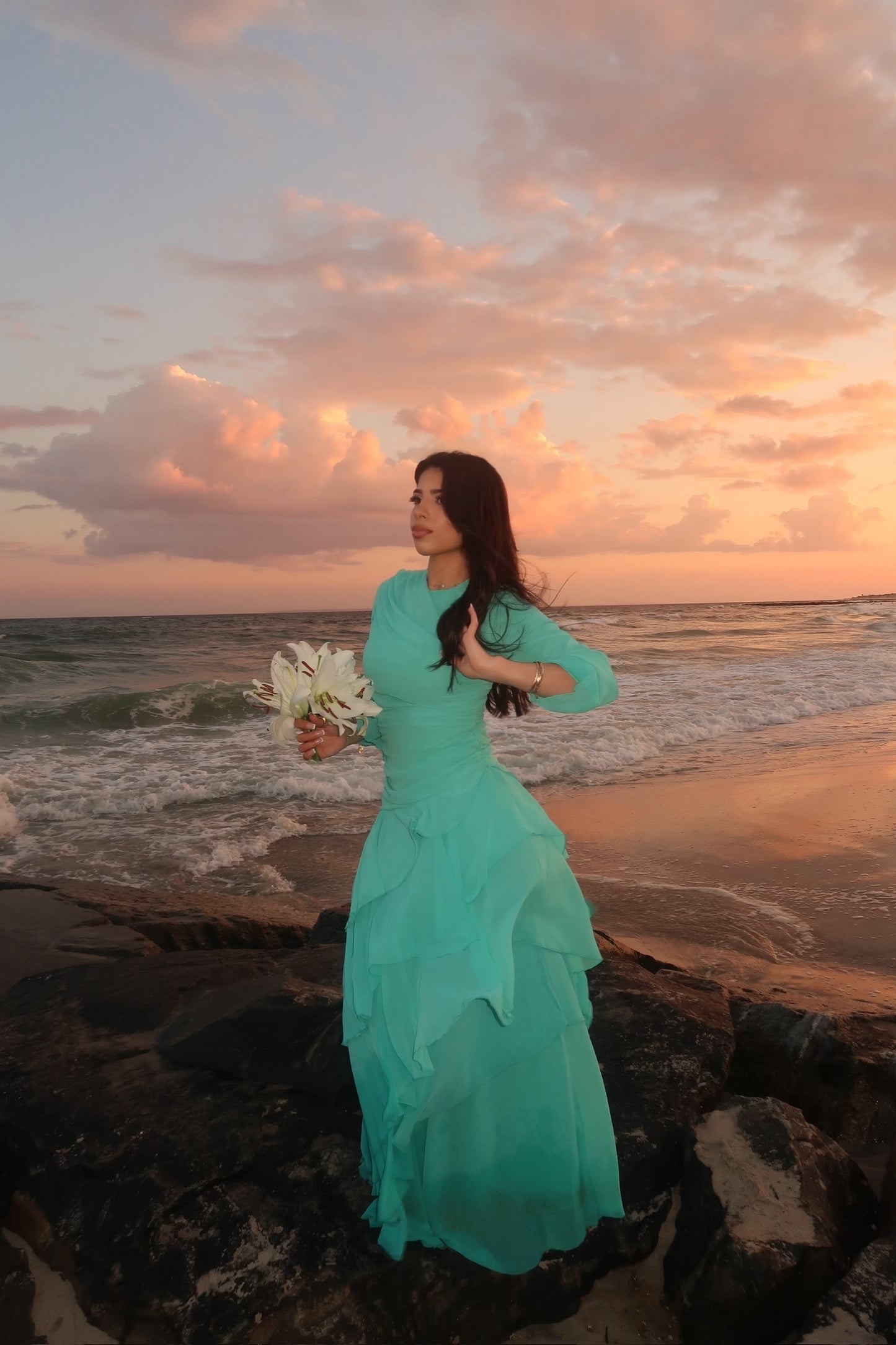 Liora Ruffle Gown (Turquoise)