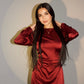Amira Satin Dress - Maroon