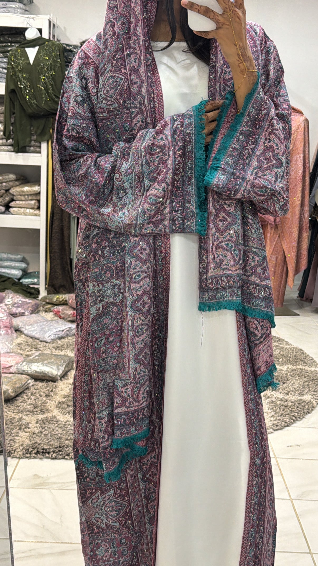 Pashmina Abaya with Stone