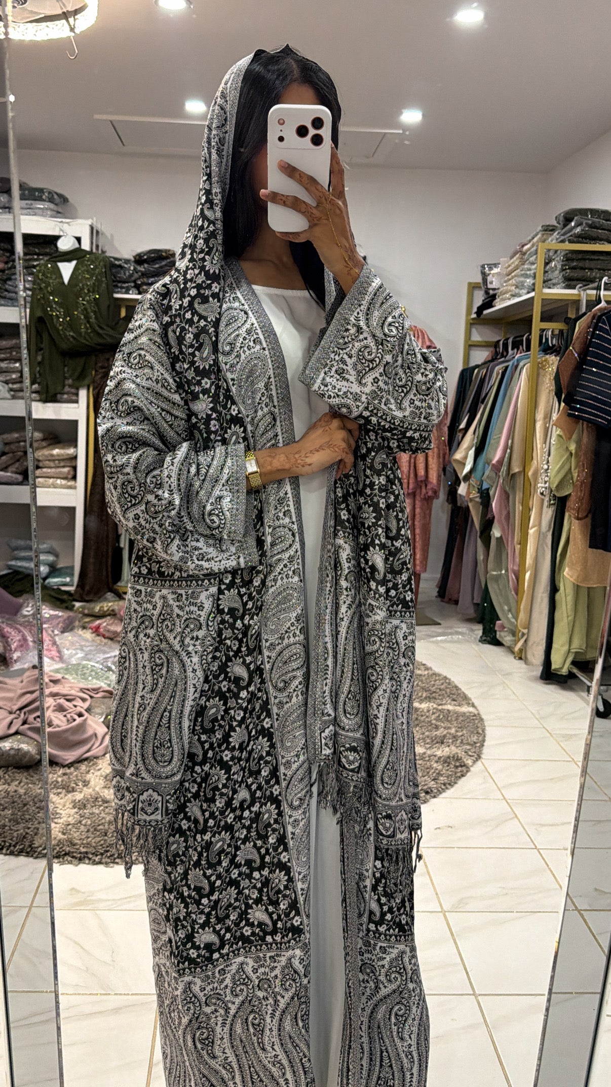 Pashmina Abaya with Stone